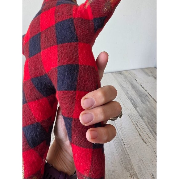 Plush anthromorphic star Sun vintage Xmas decor hanging plaid red blue gold glit - Picture 8 of 8